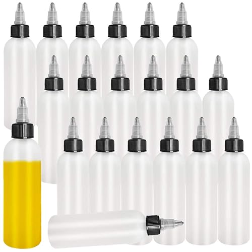 20-Pack 4oz/120ml Plastic Boston Squeeze Bottles with Twist Top Cap