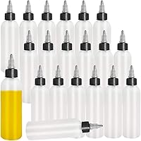 Vista 1 de Paquete de 20 unidades de botellas de plástico Boston de 4 oz/120 ml con tapa de rosca, botellas LDPE blancas para líquidos, tintas, aceites