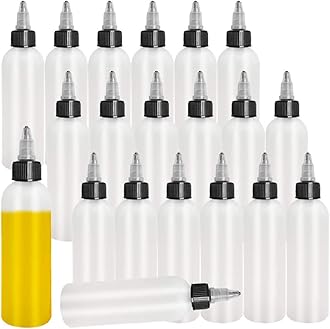 Muiyaneq 20-Pack 4oz/120ml Plastic Boston Squeeze Bottles with Twist Top Cap, White LDPE Bottles for Liquids, Inks, Oils, Crafts, Kitchen, Household