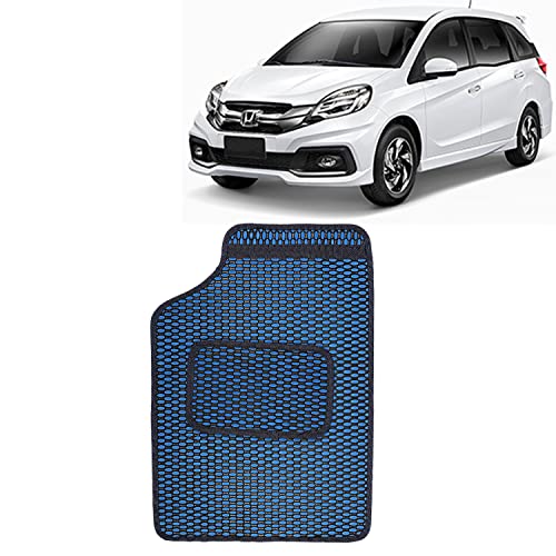 Image of Kingsway Dotted Design Car Floor Foot Mats Universal Fit for Honda Mobilio, Model Year : 2013-2016, Water and Dustproof, Color Blue, Set of 5 Pieces