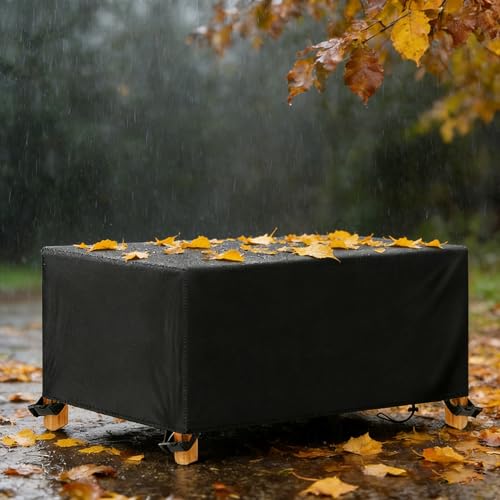 Funda para Muebles de jardín,390x290x90cm/Largo x Ancho x Alto Funda para Muebles Liso Negro,Fundas para Mesa y Sillas Exterior Jardin,Tela Oxford 420D, Anti Viento,con Hebilla a Prueba de Viento