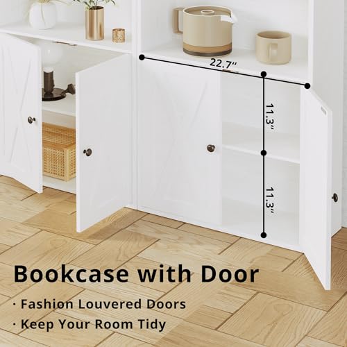 IRONCK Industrial Bookshelves and Bookcases with Doors Floor Standing 6 Shelf Display Storage Shelves 70 in Tall Bookcase for Home Office, Living Room - Image 6