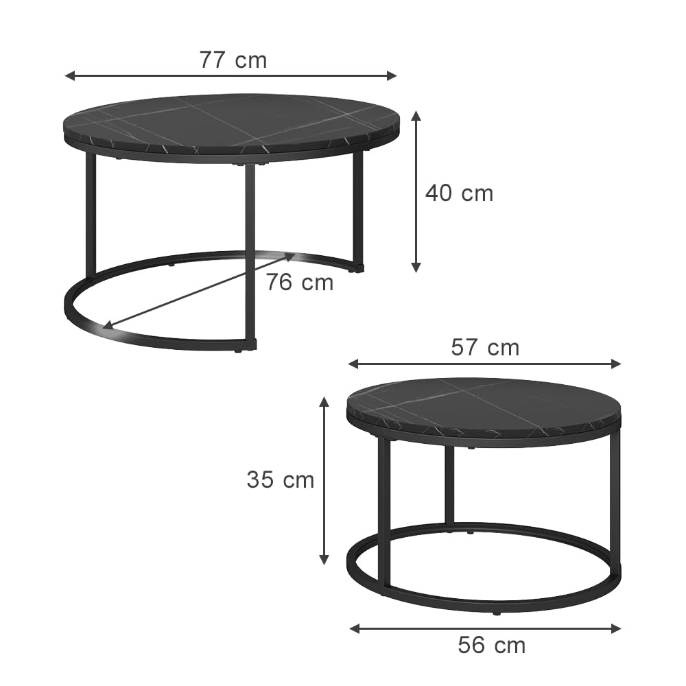 Vicco Couchtisch-Set Montreal, Schwarz, 77 x 40 cm 2 Teile, platzsparend klappbar und vielseitig kombinierbar