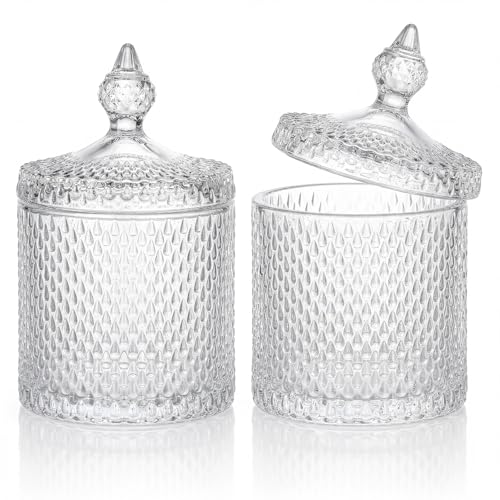 Hejo 2 Pièces Bonbonniere en Verre avec Couvercle, 600 ml Bocaux en Verre Hermétique, Bocal en Verre en Cristal Decoratif, Pot en Verre pour Cuisine,...