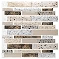 Art3dwallpanels 10-Sheet Peel and Stick Backsplash Tile Stickers, Stick on Backsplash for Kitchen Stone Design 12"x12" Brown