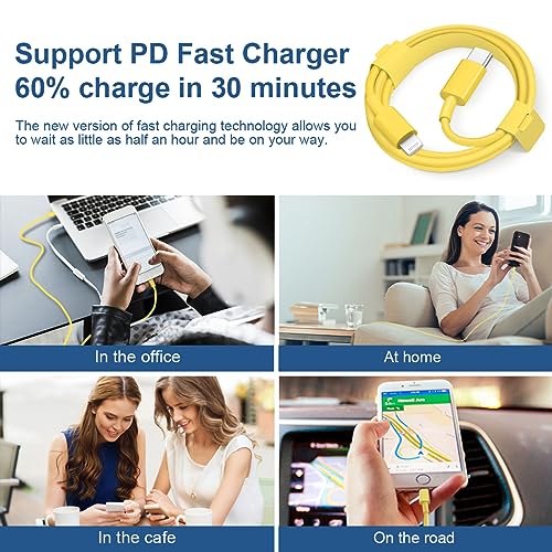 Image of iPhone Fast Charger Lightning Cable [MFi Certified] 2-Pack USB-C to Lightning Cable (6.6Ft) Fast Charging Compatible with iPhone14 /14 Plus /14 Pro /14 Pro Max /13 /13pro /12 /12 Pro /12 Pro Max(Yellow）