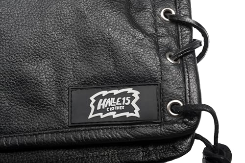 Halle 15 Biker Lederweste mit Schnallen Lederkutte Bikerweste Echtleder H15 Merch ! (XL)
