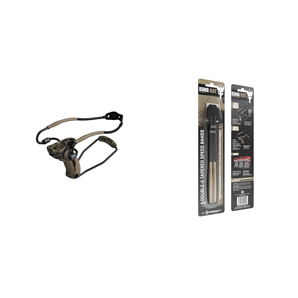 BARNETT Havoc Hunter & Black Widow Hunter Slingshots Bundle with Double-X Bands, 38 Caliber Ammo, Leather Pouch