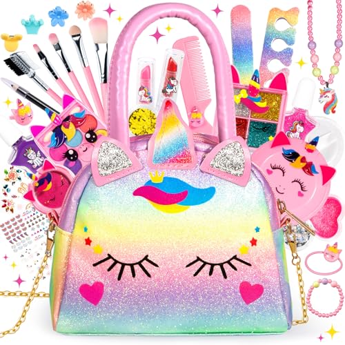 RDDAIPE Unicornio Maquillaje para Niñas, Kit de Maquillaje para Niñas, Juego de Maquillaje para Niños, Set Maquillaje Niña 3 4 5 6 7 8 9 10 Años, Niñas Unicornio Maquillaje Juego de Juguete Regalo