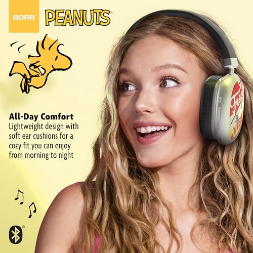Image of SOAR Peanuts Active Noise Cancelling Wireless Headphones Silver- Fresh Vibes