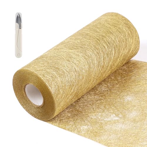 SWAWIS Vlies Tischläufer Gold 20cmx25M Rolle Geburtstag Weihnachten Hochzeit Tischläufer Hochzeit Valentinstag Geburtstag Taufe Deko