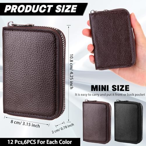 Sanwuta 12 Pcs RFID Blocking PU Leather Wallet Zipper Credit Card Wallet Small Business Accordion Card Cases Holder ID Hard Case for Women Men, Multicolor, 11 Pockets(Classic Colors)2