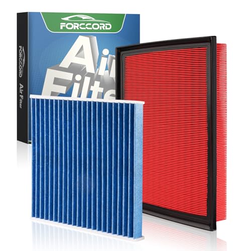 Forccord Cabin Air Filter and Engine Air Filter Fits for Toyota 4RUNNER 4.0L (2024-2010) Lexus GX460 4.6L (2023-2010) Activated Carbon Cabin Filter Replacement CF10285 1780138051