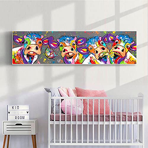 Abstracte Dier Canvas Schilderijen Koe Vlinder Poster en Moderne Kleurrijke Print Muur Art Foto Woonkamer Woondecoratie… - Afbeelding 7
