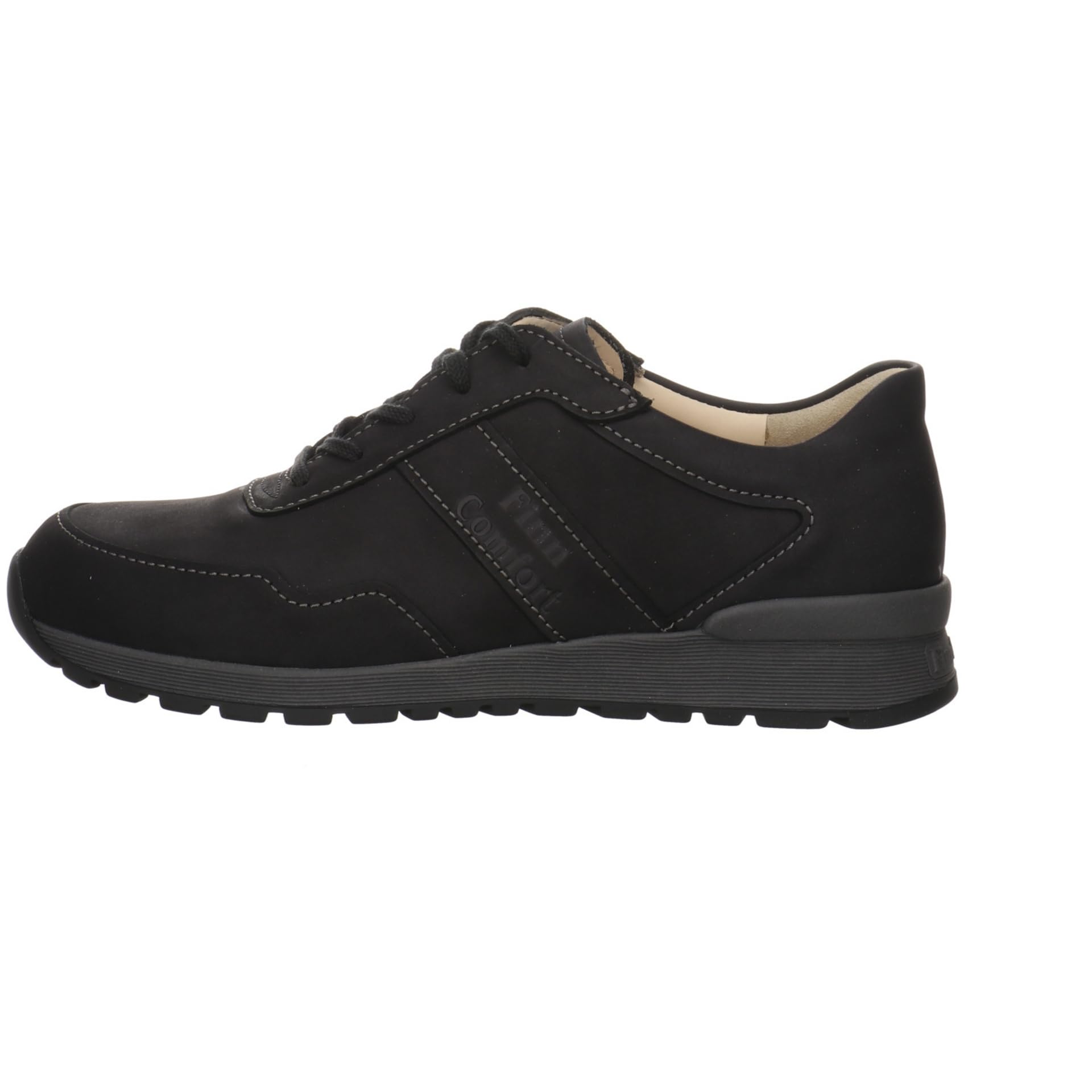 Finn Comfort Prezzo Scarpe basse da uomo con lacci, in pelle nabuk, per il tempo libero, eleganti, tinta unita Prezzo con lacci, larga, nubuck da uomo, Nero , 47 EU