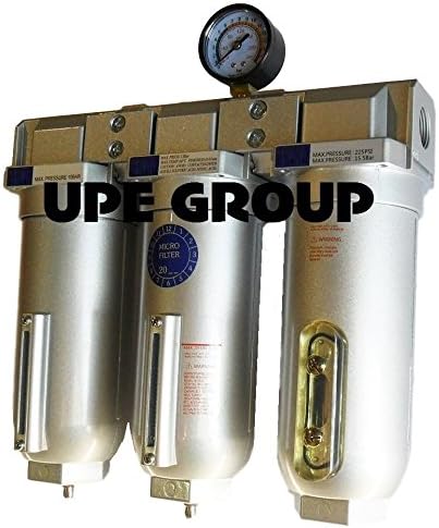 HEAVY DUTY INDUSTRIAL 3 STAGE COMPRESSED AIR CLEANER MOISTURE TRAP, COALESCING FILTER, DESICCANT DRYER (1" MANUAL DRAIN)