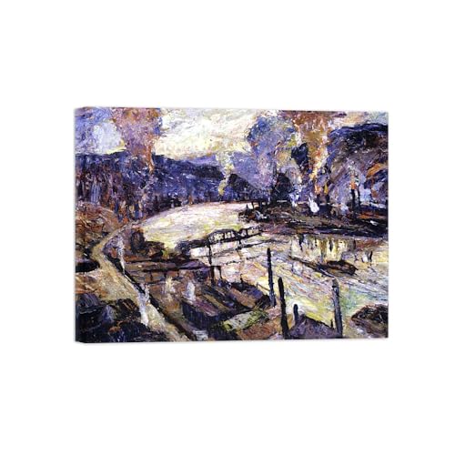 MUHJDYC Ernest Lawson Impression sur Toile-Tableau Reproduction-Célèbre D'art Peinture Image Decoration Murale Salon(moulin et rivière) 80x105cm Toile Tendue