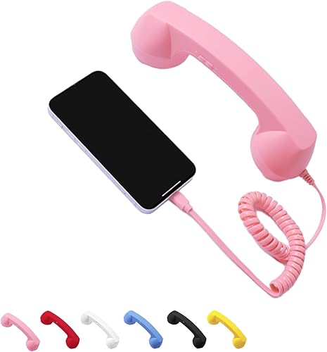 Auricular de teléfono retro, receptor de mango fijo estilo teléfono retro tipo C, con altavoz de micrófono, para videoconferencias móviles,