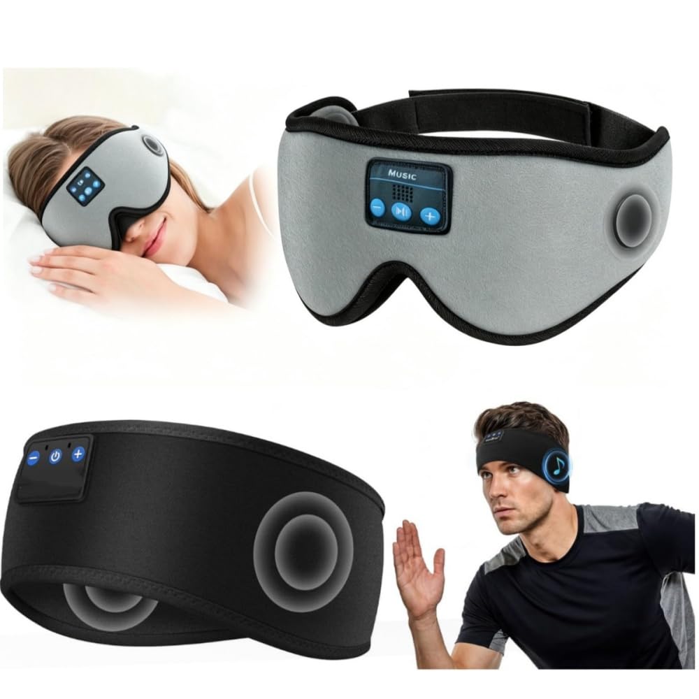 COOLOUS 2 Items: Bluetooth 5.4 Headband Headphones & 3D SleepIing Eye Mask - Wireless Audio Set for Sports, Sleep, Travel, Sweatproof & Comfortable Gift for Men Women Teens-image-37