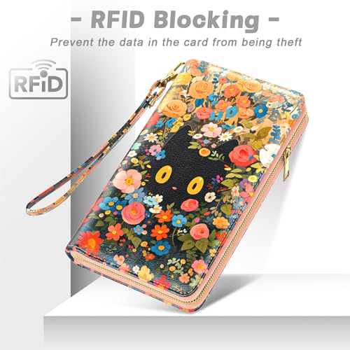Image of Aiawoxc Womens Wallet, RFID Wristlet Wallets for Women, Ladies Clutch Purses, Large Travel Card Holder with Phone Holder | RFID