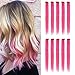 20 Inch Colored Clip in Hair Extensions 10pcs Straight Hair Synthetic Hairpieces for Party Highlight Pink