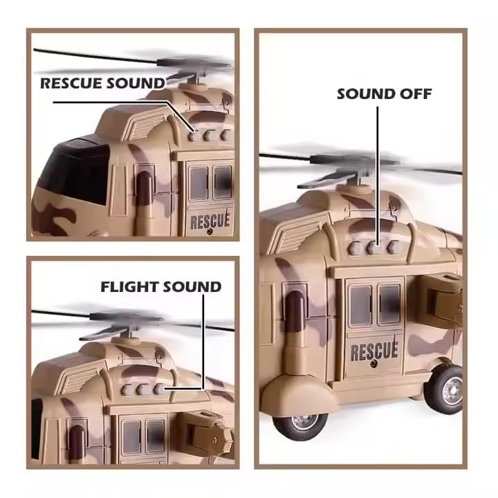 Image of Jack Royal 1:16 Helicopter Pull Back Friction Power Toy - Scaled Model with Projection Lights and Sound Toy Includes Cargo Basket for Kids Pretend Play Toys