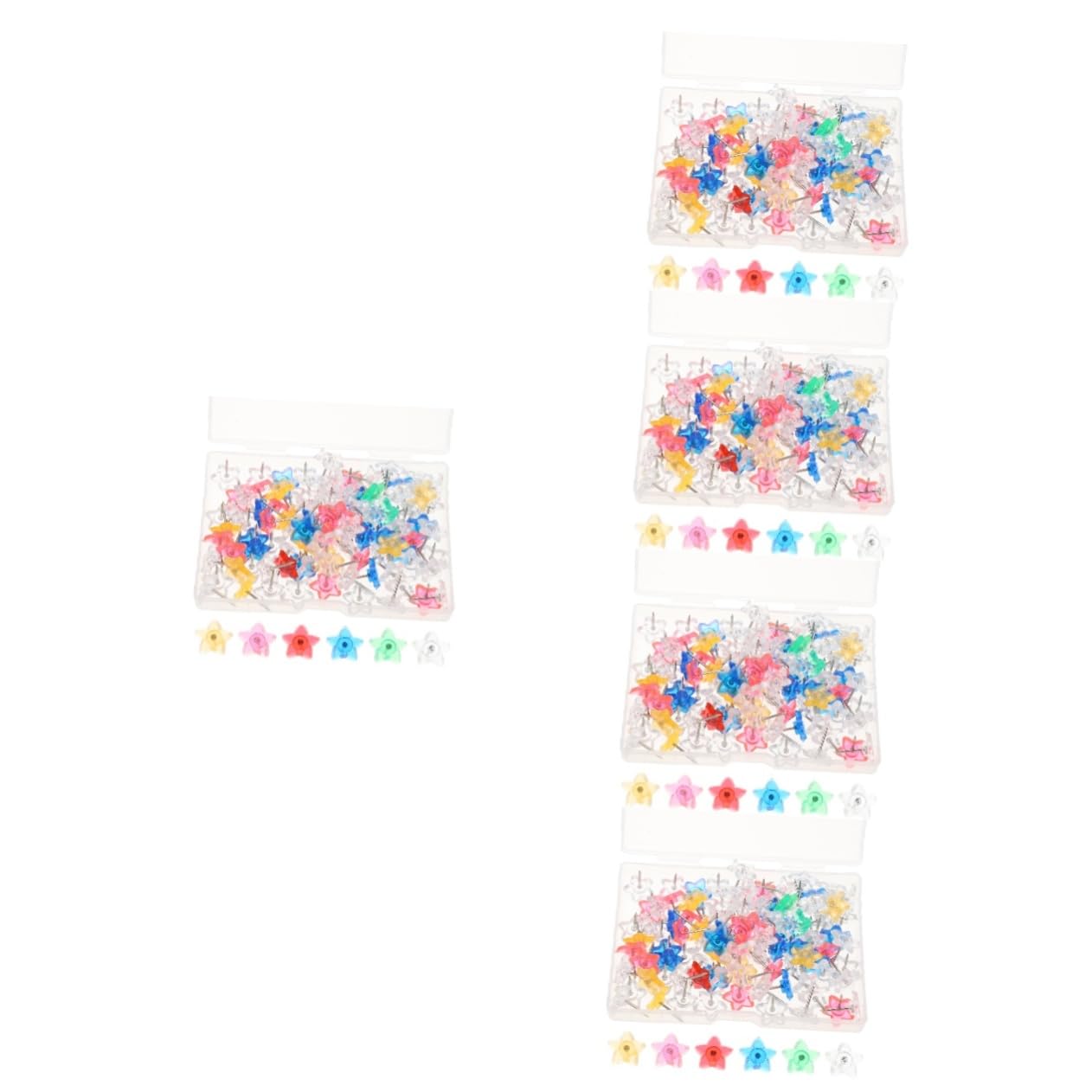 Housoutil 500 Piezas Chinchetas Estrella Transparente Coloridas Reutilizables para Tableros Corcho Oficina y
