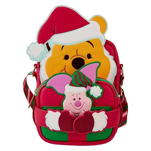 Loungefly Disney Winnie the Pooh Santa Winnie and Piglet Crossbuddies Crossbody Bag with Coin Bag