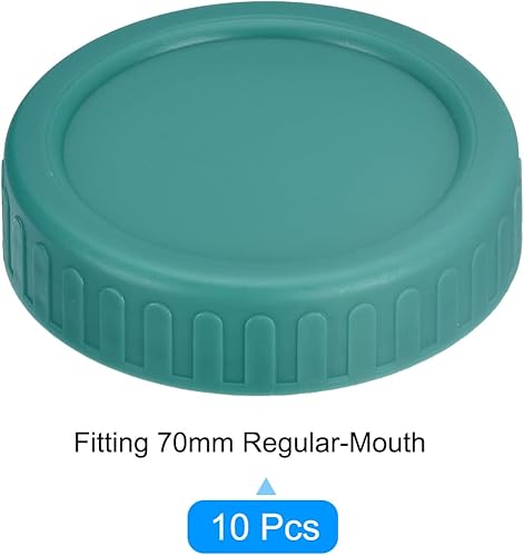 Miniatura 3 de uxcell Tapas para tarros de masón, 10 unidades, tapas de almacenamiento de plástico con 10 anillos de silicona, boca regular a prueba de fugas para