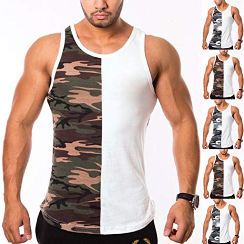 タンクトップ メンズ Hodareyトレーニング 袖なし 迷彩 スプライス ボディービルタイトドライベスト 夏 スポーツ フィットネス 吸汗速乾 カジュアル タンクトップ スポーツタンクトップ スポーツウェア トレーニングベスト アンダーウェア 運動 日常用 服装服饰 男士 服