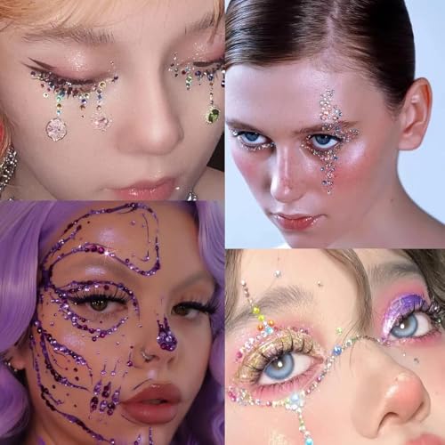 Image of NOOEPC Face Gems Hair Gems,Self Adhesive Face Gems Rhinestones, Face Jewels Diamonds Sticky Gems for Makeup Hair Crafts Halloween Decorations