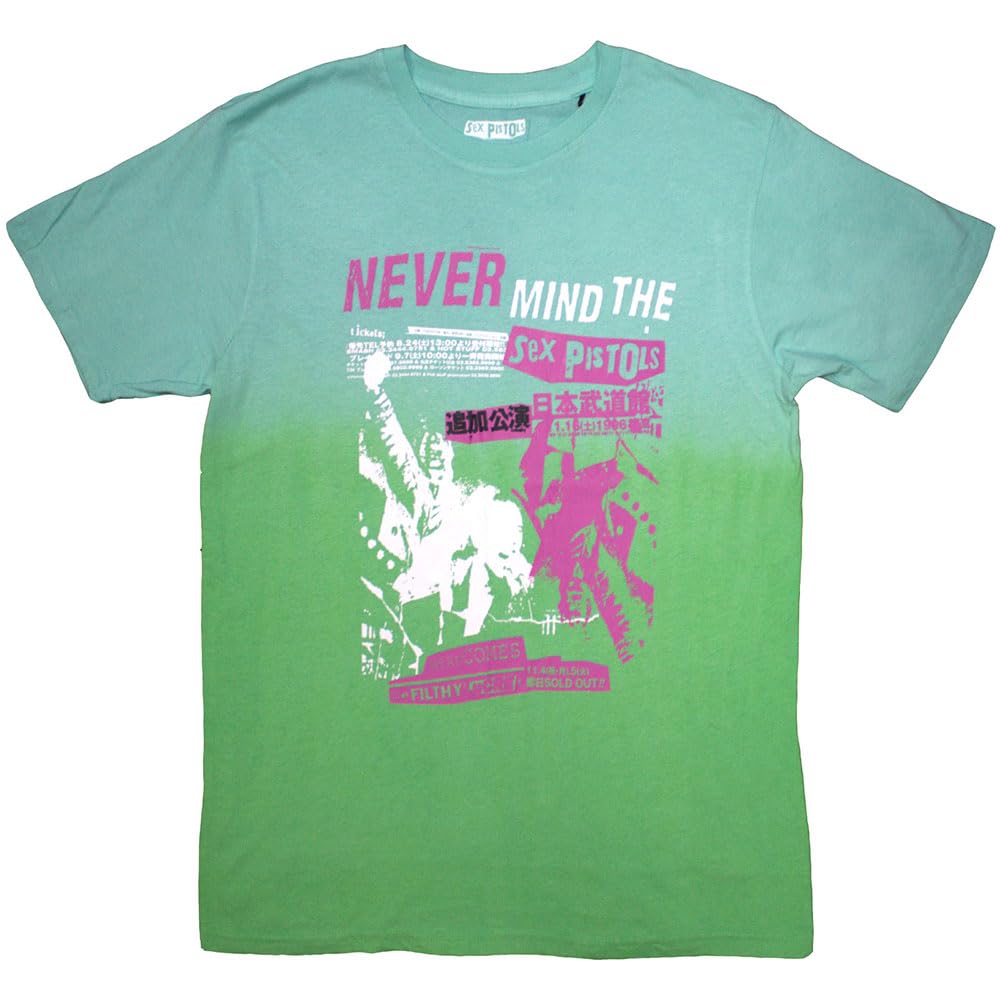 Sex Pistols T Shirt NMTB Japan Band Logo Official Unisex Dip Dye Green XL