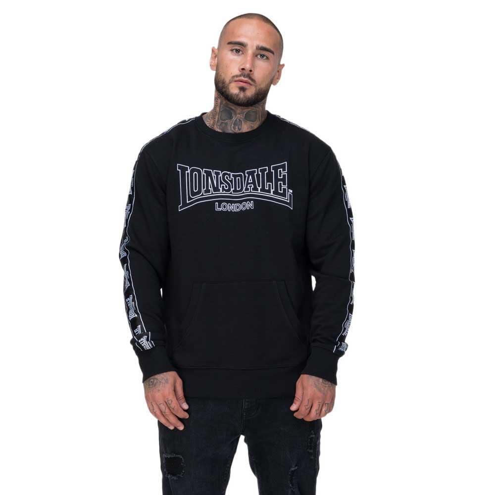 Lonsdale Men's Crew Neck Sweatshirt, Regular Fit, Kirklinton, Black/White, XXL