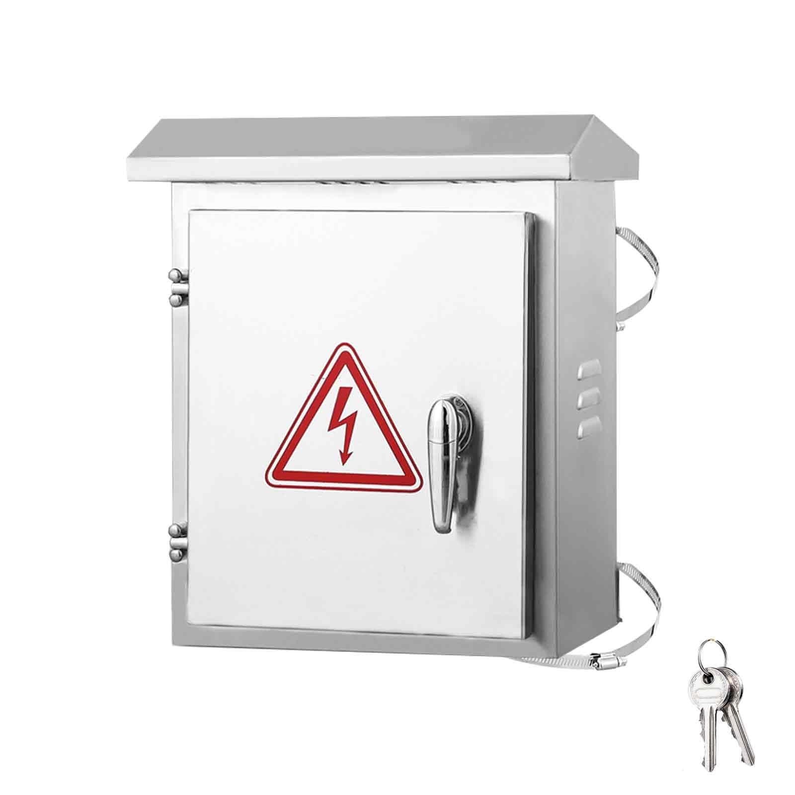 304 Edelstahl Verteilerkasten, Abzweigdose Wasserdicht und Staubdicht IP67, Doppelschrägkonstruktion mit Montageplatte für Stromprojekte(25x30x15cm/10x12x6in)