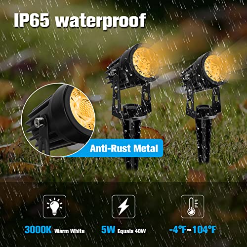 Volisun 4 Packs Low Voltage Landscape Spotlights With Transformer,Outdoor Uplights 98.4Ft Cable Ip65 Waterproof 12V Low Voltage With Stakes Warm White (Metal Material)Outdoor Lighting For House,,Flags #TOP3