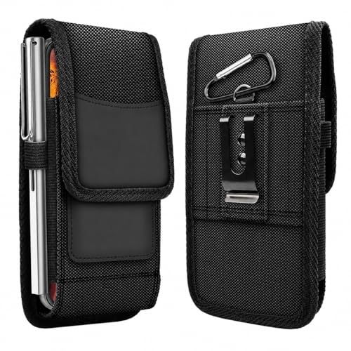 Image of Phone Holster for Men - 6.8'' Nylon Belt Clip Pouch with Card Holder | Mobile Purse Holster Case for All Phones - Large Capacity, Durable & Lightweight (Black, XXL)