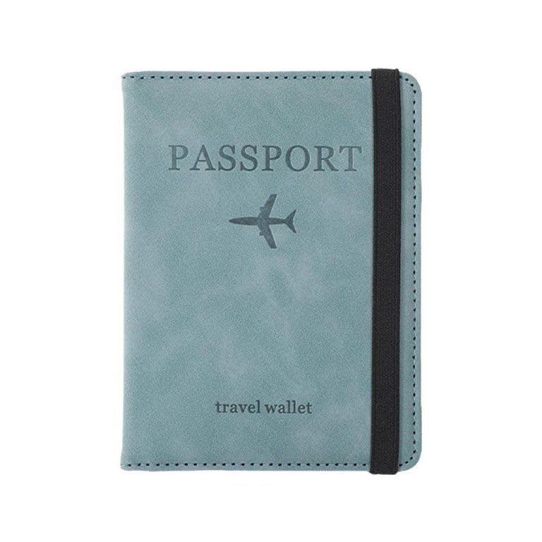 Travel Passport Holder, PU Leather Passport Cover with RFID Blocking, Elastic Card Case Storage,Multicolor-image-1