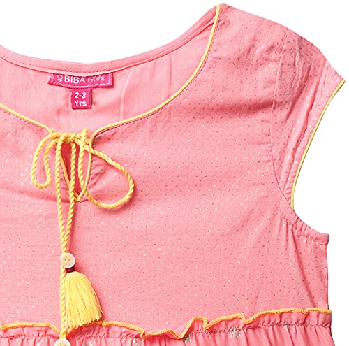 Image of BIBA Girl Cotton Tiered Printed Suit Set