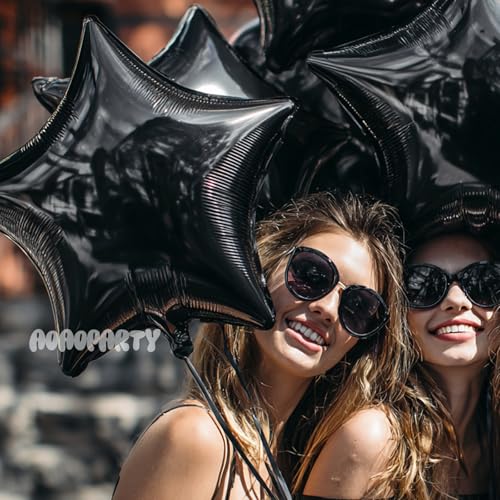 Image of 25Pcs Black Star Shaped Foil Mylar Helium Balloons 18 Inch for Birthday Wedding Anniversary Bachelor Party Decorations Supplies