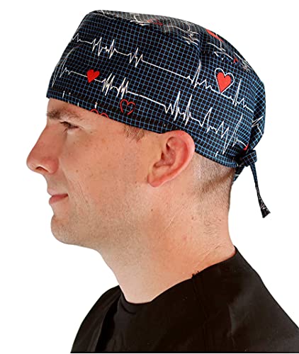 Sparkling Earth Men And Womens Scrub Style Working Cap - Heartbeats On Navy #TOP2