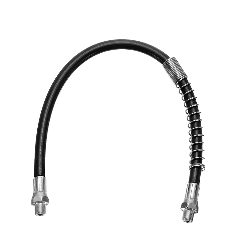 Mangueira flexível para engraxadeira HARFINGTON 39,9 cm, 10.000 psi, mola espiral, rosca 1/8 NPT, preta