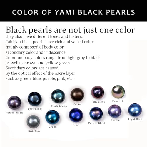 YAMI Saltwater Cultured Black Pearl Earrings, S925 Sterling Silver Earrings Stud White Gold Plated, Hypoallergenic Jewelry Gifts for Women and Men 6.0-10MM 5