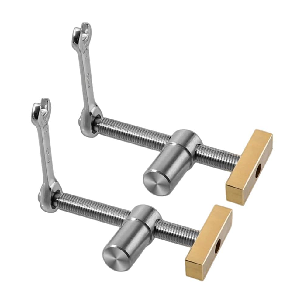 VIDOO 2SZT Klips Biurkowy z 4 SZT Bench Dogs Ogranicznik Otworu Zacisk Mosiądz Stal Nierdzewna Imadło dla Cieśli-Srebrny 19mm Dwa Imadła
