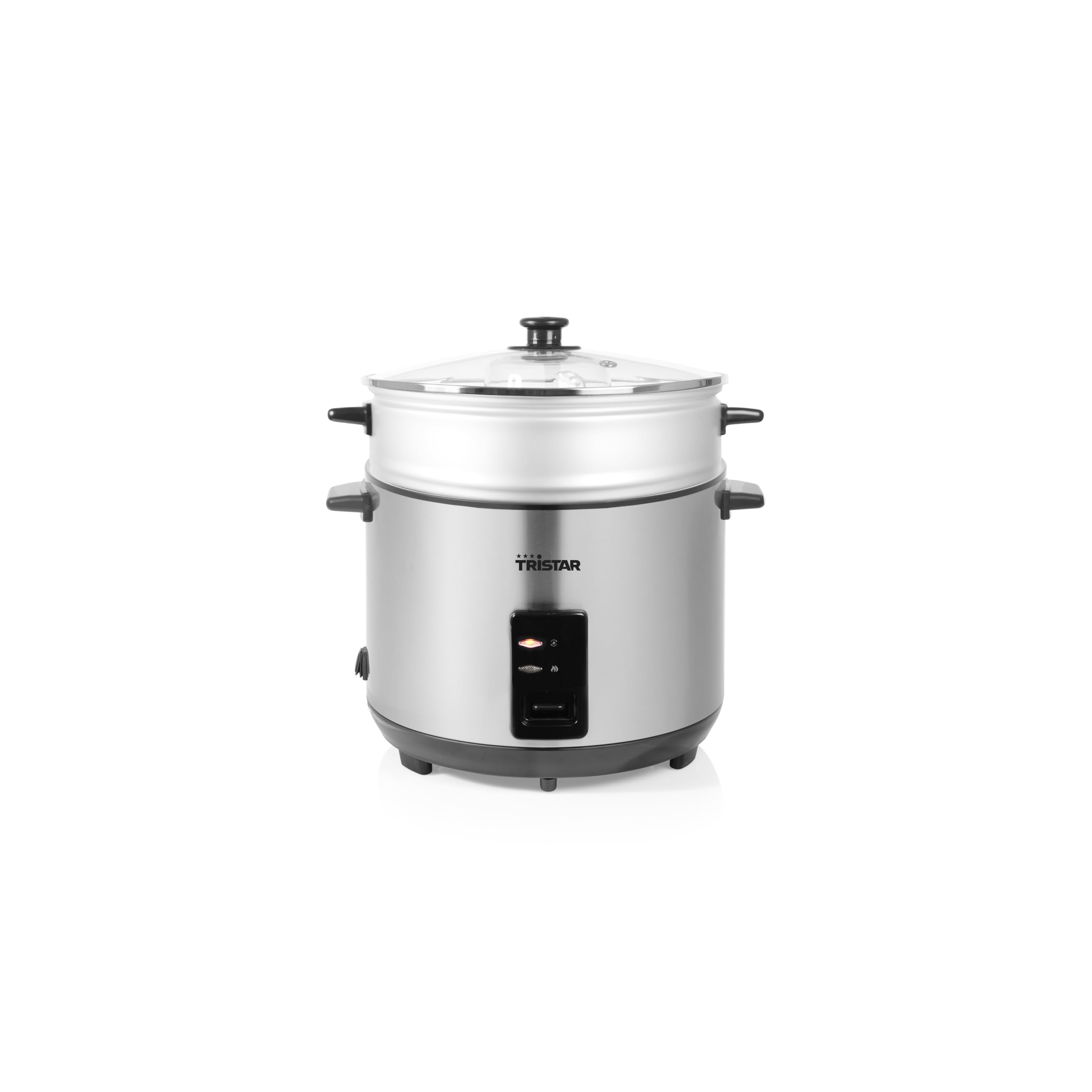 Tristar Cuociriso, Capacità 2,8 L, Sistema di Riscaldamento da 1000 W, Corpo in Acciaio Inox, Pentola Antiaderente, Cestello per Vapore, RK-6158