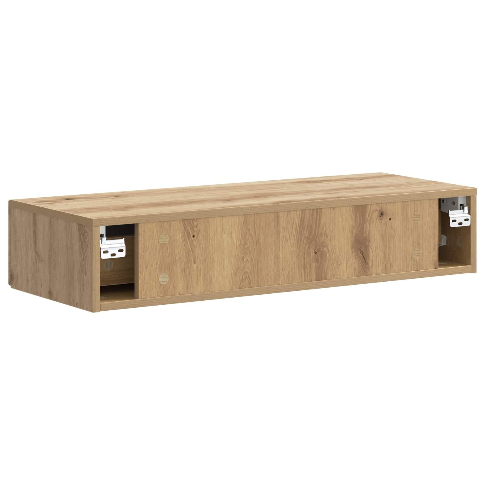 Hothingwell Meble ścienne z drewna konstrukcyjnego z regulowanymi półkami i zamykanymi drzwiami, uniwersalne przechowywanie do salonu lub biura, minimalistyczny design, wymiary 87,5 x 34,5 x 17 cm