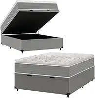Cama Box Baú Casal Molas Ensacadas Pillow Top 138x188x66cm Martino Cinza Umaflex