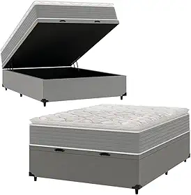 Cama Box Baú Casal Molas Ensacadas Pillow Top 138x188x66cm Martino Cinza Umaflex