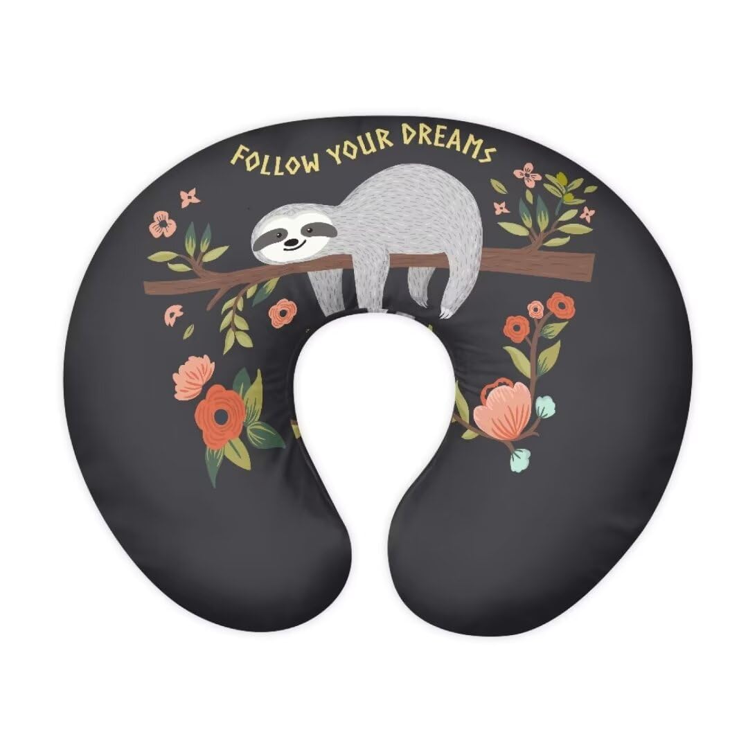 Jeiento Cute Sloth Baby Nursing Pillow Covers for Breastfeeding Pillows Pillowcase Follow Your Dreams Floral Positioner Case for Infant & Baby Safely Covers