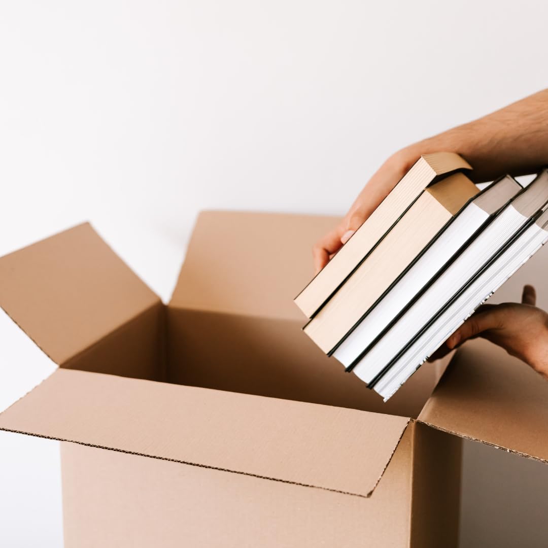 Pack 20 cartons à livres avec poignées + 1 adhésif offert