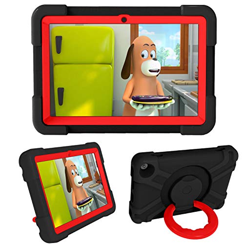 Fire HD8 2020 キッズタブレットケース - 2層耐衝撃ハンドル回転スタンド フルボディ保護ケース